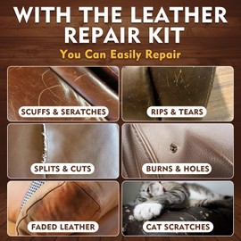 Vigorder Brown Leather Repair Kit for Furniture, Vinyl Repair Kit for Car Interior, Sofa, Purse and Jacket, Restore Any Material with Super Easy Instructions to Fix Scratches, Tears, Holes, Peeling