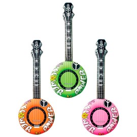 Inflatable Banjo 100cm Musical Instrument Theme Inflatable Blow-Up Party Decoration for Fancy Dress Accessory