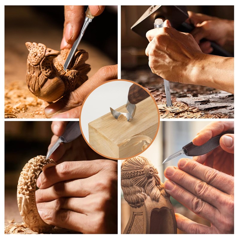 Premium Wood Carving Tools Kit - Ergonomic Walnut Handles, Razor-Sharp