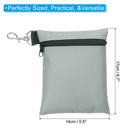 PATIKIL Golf Tee Pouch 6.7x5.5 Inch, Zipper Golf Ball Bag with Metal Lobster Claw Clip for Men Women Valuables Holder, Gray