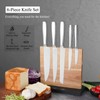 Silver Knife Set with Double Sided Wooden Magnetic Block,6-Piece Stainless