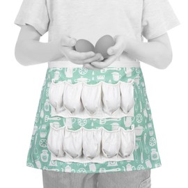 GNEGNI LIFE Apron for Egg Collecting, Hands Free Eggs Apron for Boys Girls 10 Pockets Eggs Holder Apron Small Eggs Gathering Apron for Birthday, Easter, Christmas(Tableware)