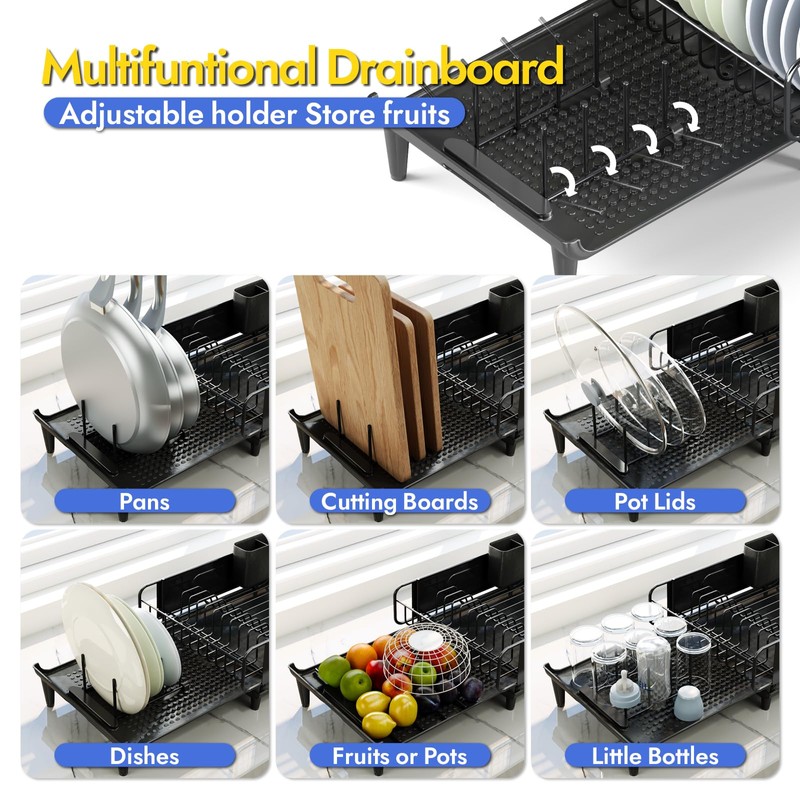 Urackify Dish Drying Rack, Expandable Dish Rack for Kitchen Countertop,
