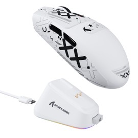 MAMBASNAKE Attack Shark G3PRO Wireless Gaming Mouse with RGB Magnetic Charging Dock,Tri-Mode-2.4G/USB-C Wired/BT,25K DPI,PAW3311 Optical Sensor,59g Ultra Lightweight,Slip Grip Tape for PC/Mac(White)