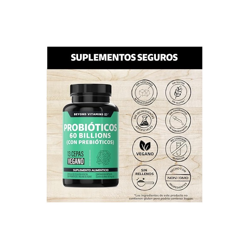 Probioticos 60 Billion UFC Prebióticos con inulina de agave 13
