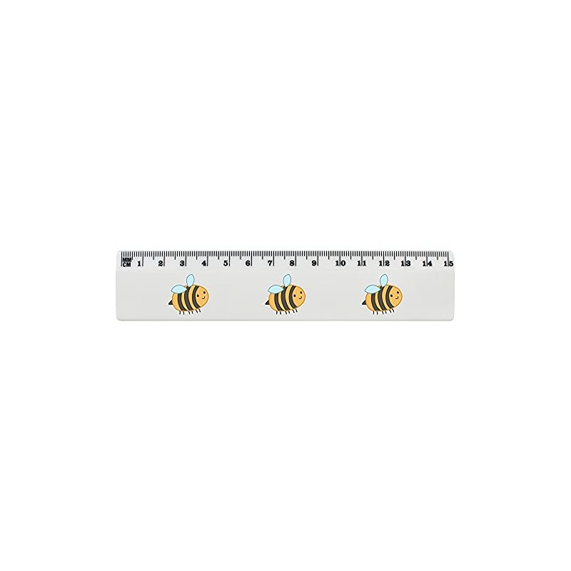 'Cute Bee' 15cm (6 Inch) White Plastic Ruler (RL00052438)