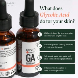 Clara's New York Resurfacing Glycolic Acid Facial Serum, Glowing and Radiant Skin, for All Skin Types, 30 ml