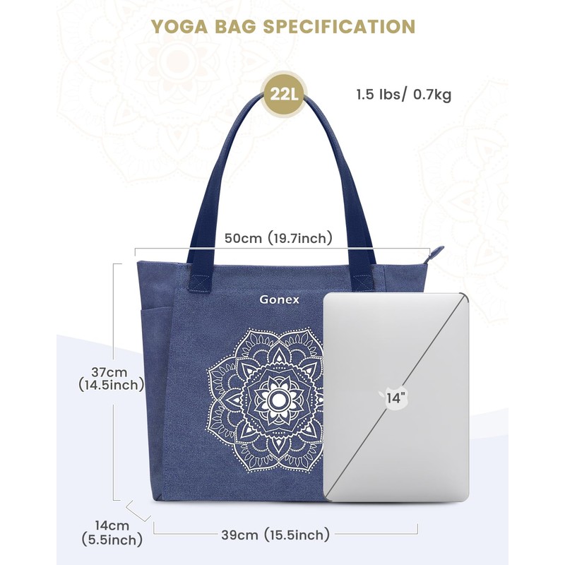 Gonex Yoga Mat Bag for Women Mat Carrier Canvas Tote