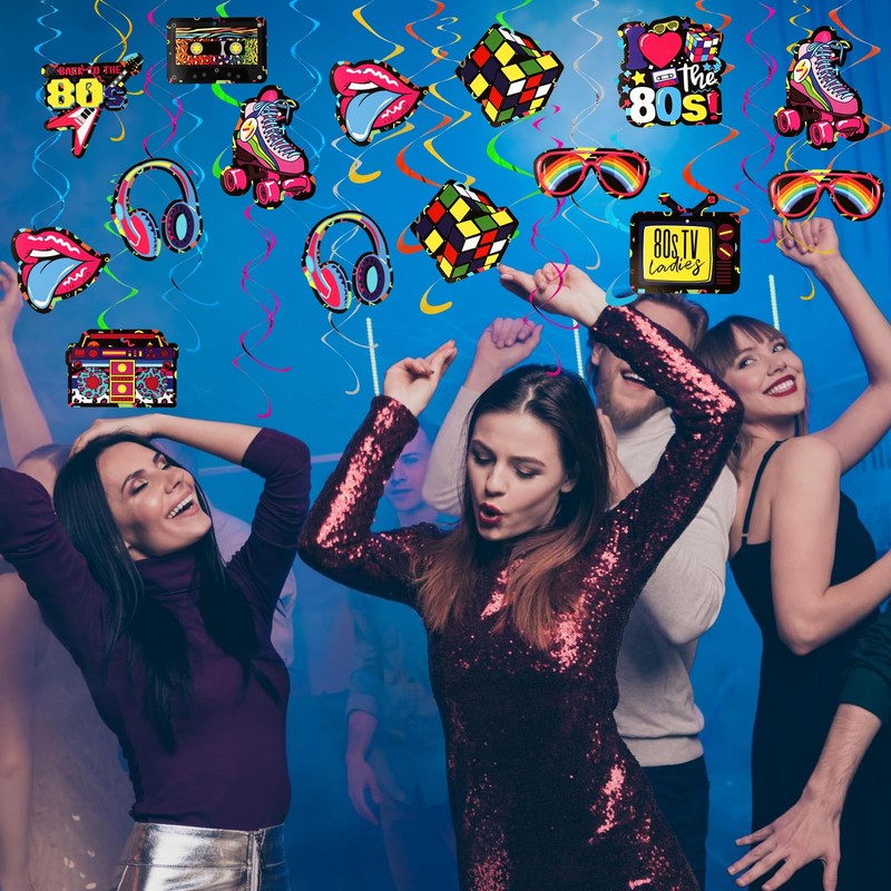 80s Party Decorations, Kaluofan 38PCS 80s Nostalgic Retro Party Hanging