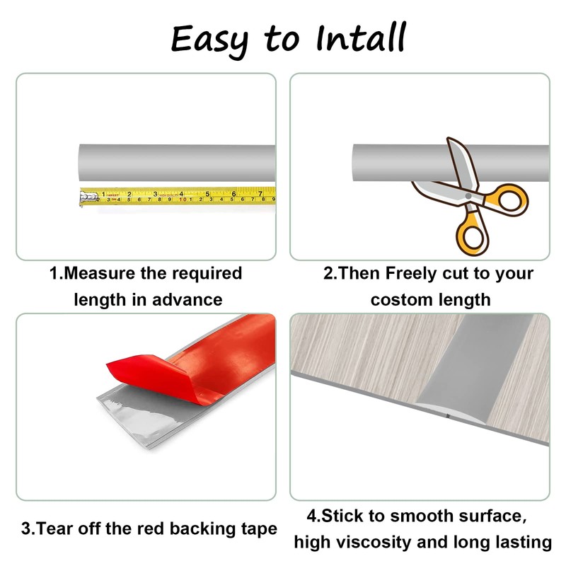 Floor/Door Flat Transition Strip & Self-Adhesive Vinyl Edge Trim -