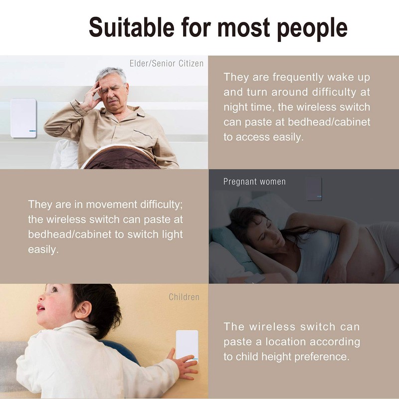 Thinkbee 3 Way Wireless Switch and Receiver Kit, Dual Control