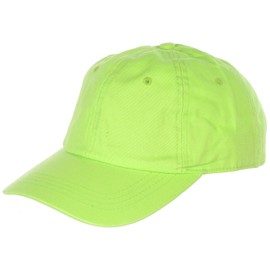 BYOS Unisex Classic Basic Solid Canvas Cotton Baseball Cap Hat, Curved Brim Adjustable Size, Colors (Relaxed Style-Neon Lime)