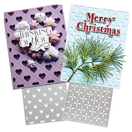 Ammsochy Cutting Dies 3D Metal Stencils Scrapbooking Tools DIY Craft Carbon Steel Embossing Template for Paper Card Making Album Arts Supplies (Four-Leaf Droplet & Heart Frame-14.5x11.2cm)