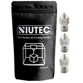 SIUTEC® Premium MK8 stainless steel nozzle/nozzle set of 3 nozzles: 0.4/0.6/0.8 mm, for Ender, CR6, CR10S, X5SA, A8-1.75 mm filament