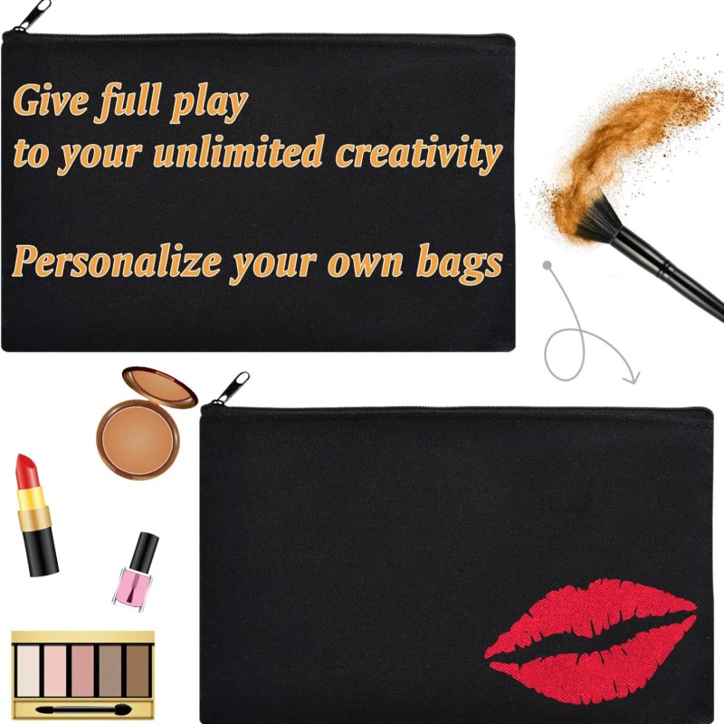 12pcs/Set Fabric Canvas Pouches with Zipper, Sublimation Blank DIY Craft