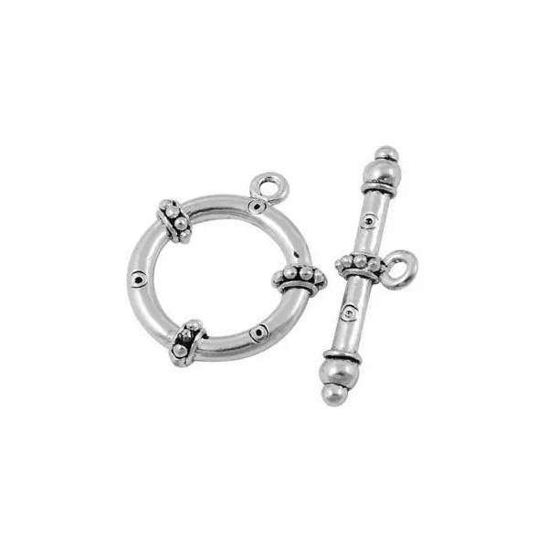 Yummy Treasures Tribal Bumpy Ring Antiqued Silver Toggles (4 Sets)