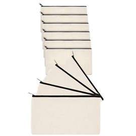 Loopunk Blank Fabric Bag, Blank Fabric Pencil Case, Pencil Case Made of Linen with Zip, Toiletry Bag, Make-Up Bag, Document Bag, black, essential" or "minimal"