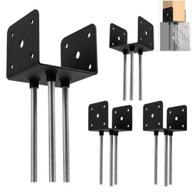 Wpbhk 4Pcs Concrete Post Anchor U Shape Fence Post Holder 4x4 Post Base Holder Ground Spike, Pergola Brackets Deck Post Base