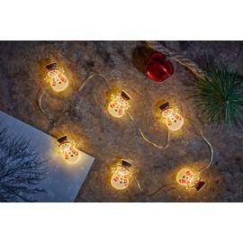 Smart Garden Christmas Snowman String Lights Set of 20 - Warm White LEDs - Indoor Use - 1.9 Metre - Auto Timer Function - Christmas Decoration, Festive Lights Décor