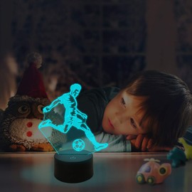 Soccer 3D Bedside Lamp,FULLOSUN Football Hologram Illusion LED Night Light,16 Colors Changing Remote Control Sport Lover Bedroom Decoration Cool Birthday Gift for Kid Teen Boy