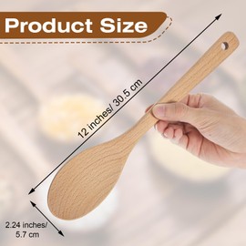 Gjinxi 2PCS Wooden Spoons, Wooden Cooking Spoons, Kitchen Utensil Apartment Essentials Large Spoon for Cooking Serving Mixing(Light Brown)
