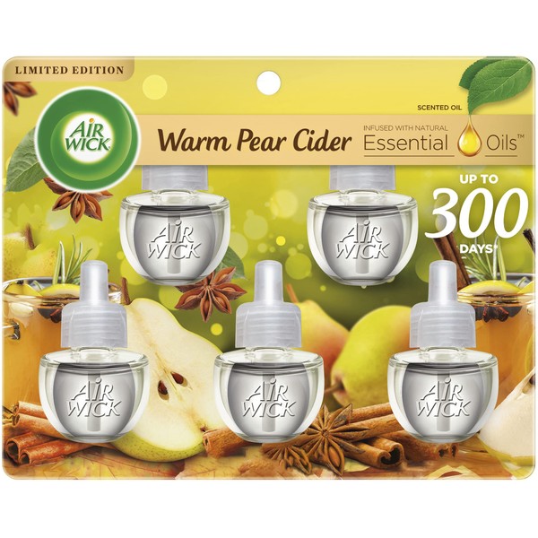 Air Wick Plug in Scented Oil Refill, 5ct, Warm Pear