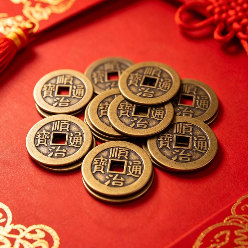 12 Pcs Chinese Feng Shui Coins Brass 1.1 Inch I