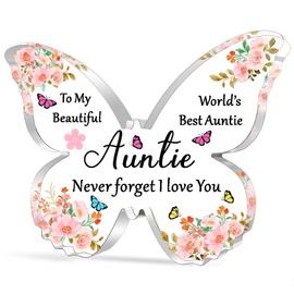 FMCC Auntie Gifts Acrylic Plaque Auntie Birthday Gifts, Auntie Gifts from Niece Nephew, Best Auntie Gifts, Christmas Presents for Auntie Mothers Day World's Best Auntie