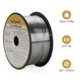 Luckyweld Gasless Flux Core Welding Wire, E71T-GS Mig Welding Wire 2 lbs Spool 0.035 Inch Diameter Mild Steel Mig Wire （0.035-Inch 2LB）
