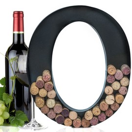 Made Easy Kit Metal Letter Wine Cork Keepsake Saver & Holder Monogram w/Free Wall Mount Kit A-Z (Letter O, Large)