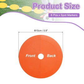 PATIKIL Spot Markers 6 Inch, 6 Pcs Non-Slip Floor Dots Agility Markers Flat Field Cones Poly Dots with Hole for Gym PE Speed Training Dance Soccer Basketball Sports, Orange