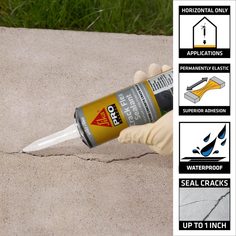 SIKA Sikaflex Crack Flex Sealant - Gray, High-Performance Polyurethane, Self-Leveling,