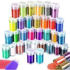 EVOKK 32 Colors Holographic Chunky Glitter Set for Resin Art, Nail Art, and DIY Crafts – Sparkling Epoxy Glitter Flakes for Tumblers, Cards, and Jewelry (Fine Glitter)