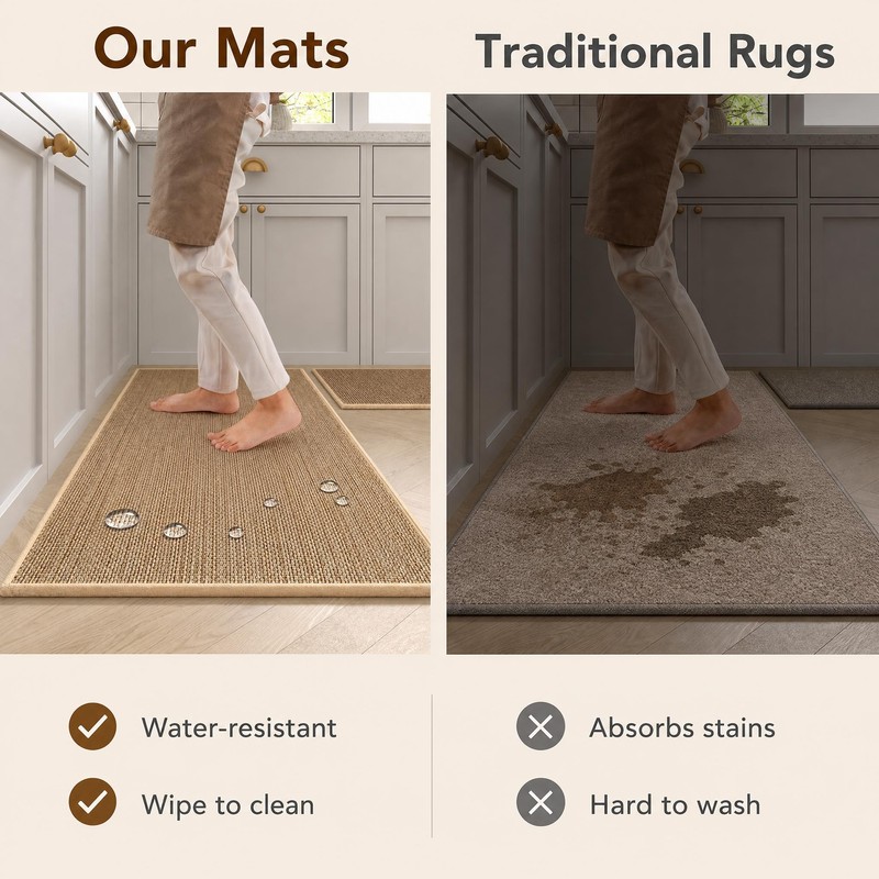 Washable Kitchen Runner Rug for Floor Protection – Non-Slip Faux