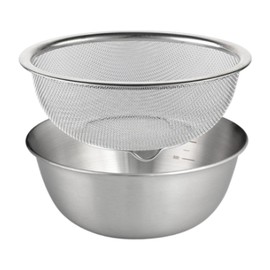 Generic 304 Stainless Steel Colander with Mixing Bowl, Rice Washing Bowl Colander Food Strainers Set, Pasta Spaghetti Rice Rinser Strainer Washer, 18cm