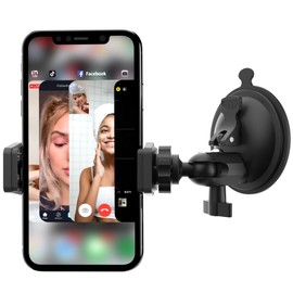 HzTinT Shower Mirror Phone Holder, Suction Cup Mirror Phone Mount for Shower Mirror Bathroom Glass Kitchen Tile, TikTok YouTube Instagram Make Up Vlog Video Content Creator Essentials