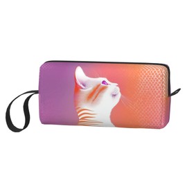 OLUSENMO Compact & Durable Trave Makeup Organizer Bag Oxford Fabric Impact-Resistant Multi-Purpose Storage Perfect for Travel, Gym, Cute Cats