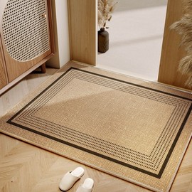Simple Linen Absorbent Quick-Dry Non-Slip Entryway Doormat Rub Boredom Block / 00003-Y / 50*80cm (Linen) 2ea