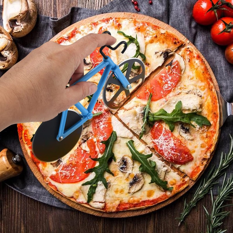 Motorcycle pizza cutter, stainless steel pizza cutter two wheels, novelty