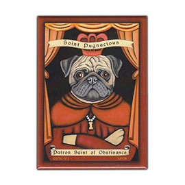 Refrigerator Magnet, Patron Saint Dog Series, Pug, 2.5" x 3.5" (Vintage Advertising Art Magnet)