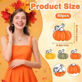 DTOFOOT Fall Charms, 60Pcs Pumpkin Charms for Jewelry Making, Thanksgiving Autumn Harvest Charm Pendants for Bracelet Necklace Earrings Making DIY Crafts(Orange,Yellow,Green)