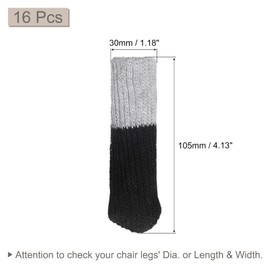 sourcing map Chair Leg Socks Floor Protectors, 16pcs - Knitted Furniture Sock, Table Feet Protectors for Hardwood Floor(Gray Black)