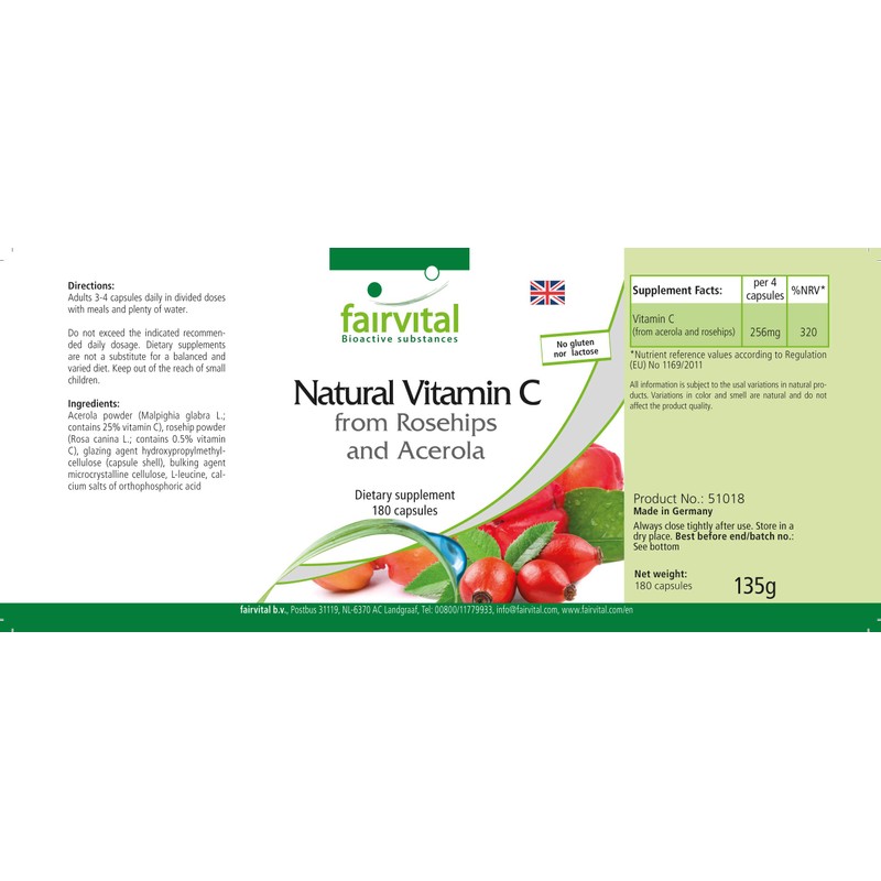 Fairvital Acerola Capsules with Rose Hips - Natural Vitamin C