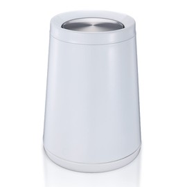 BRIEFHUMAN Household Swing White Bathroom Trash Can，Brushed Stainless Steel，10 L/3 Gallen，Garbage Can with Flipping Lid， for Indoor or Commercial Use, Kitchen,Modern，Living Room,Bedroom