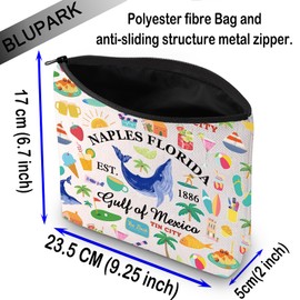 BLUPARK Florida Travel Cosmetic Bag Gulf Harbors Life Gift Naples Florida Travel Makeup Bag Florida Souvenir Gift (Naples Florida)