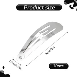 30Pcs Silver Hair Clips | 5cm Snap Hair Clips for Women & Girls | No-Slip Hair Accessories for Daily Use & DIY Styling