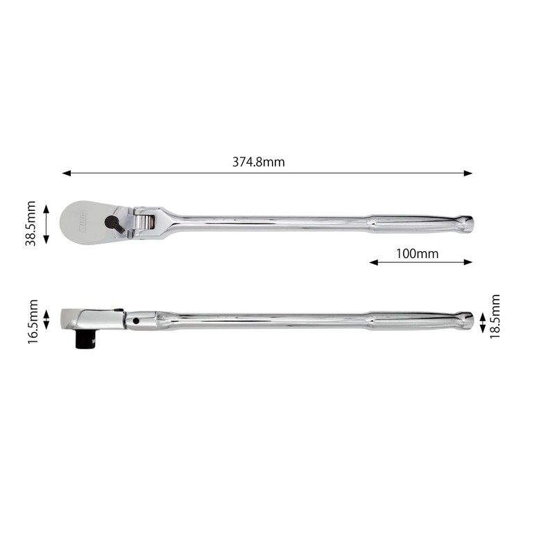 PWT SRH12FLSH14 Ratchet Handle, Socket Wrench, Oscillating Long, 0.5 inch