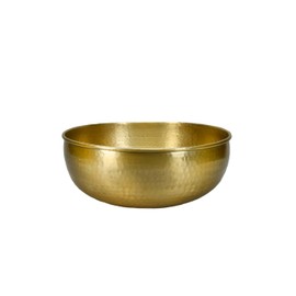 Serene Spaces Living 16" Brass-Look Aluminum Bowl: Handcrafted in India, for Living Room, Kitchen, Entryway, Wedding & Event - Ideal for Catchall, Flower, Fruit Display, or Candy Bowl