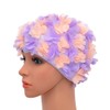 Medifier Badekappe mit Blumenmuster, Retro-Stil, für Damen, Lila und Hellrosa
