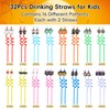 32 PCS Halloween Cartoon Themed Straws,Reusable Plastic Drinks Pumpkin Skull